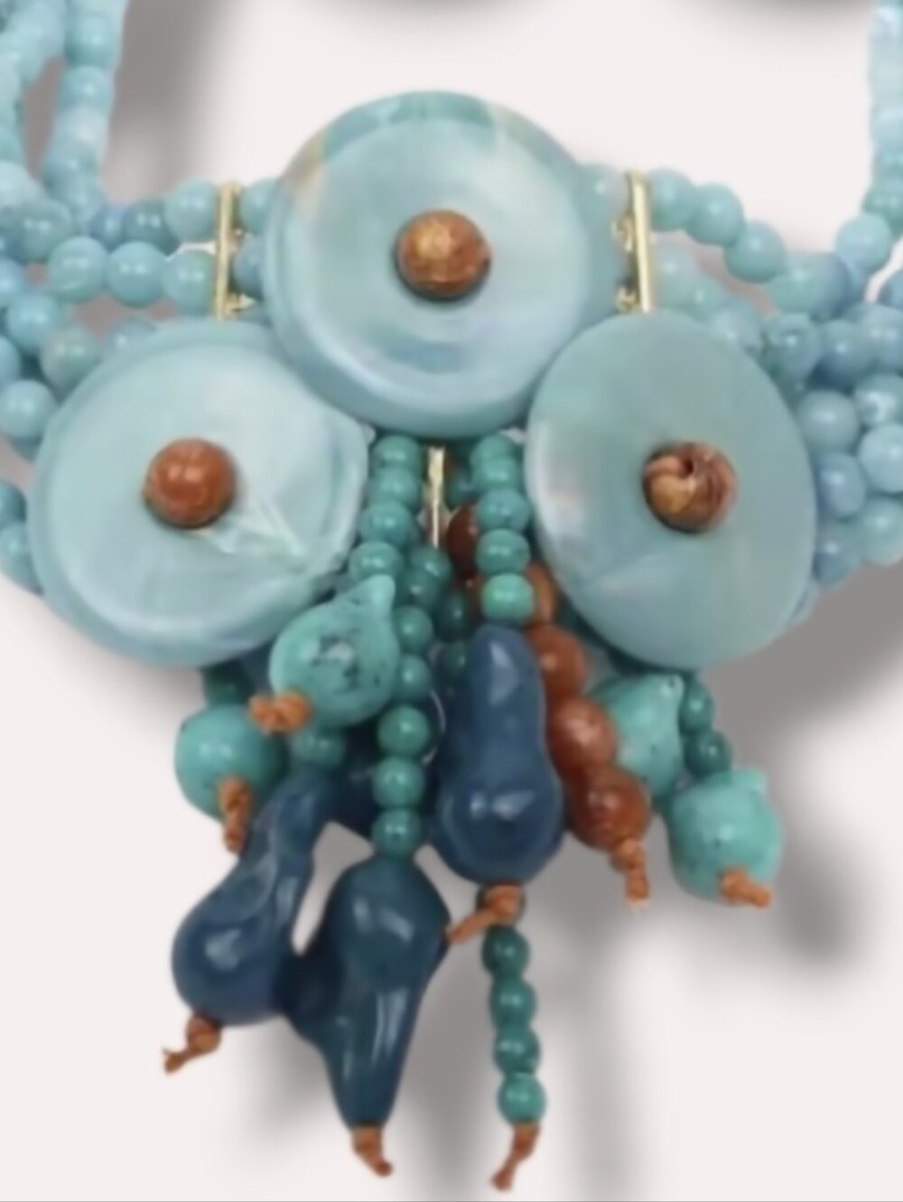 New! Turquoise Multi-Strand Beaded Statement Choker Necklace • NWOT (1065) - Picture 3 of 7